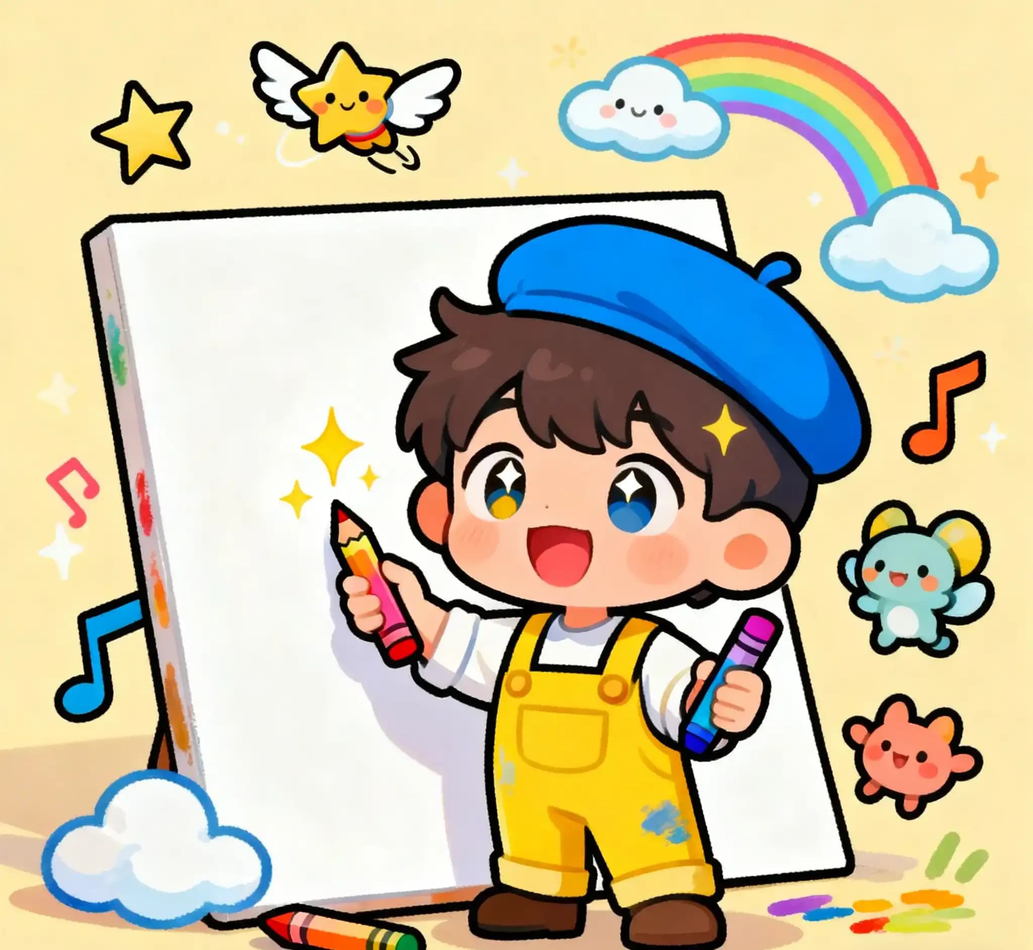 A Cute Child Unleashing his Imagination