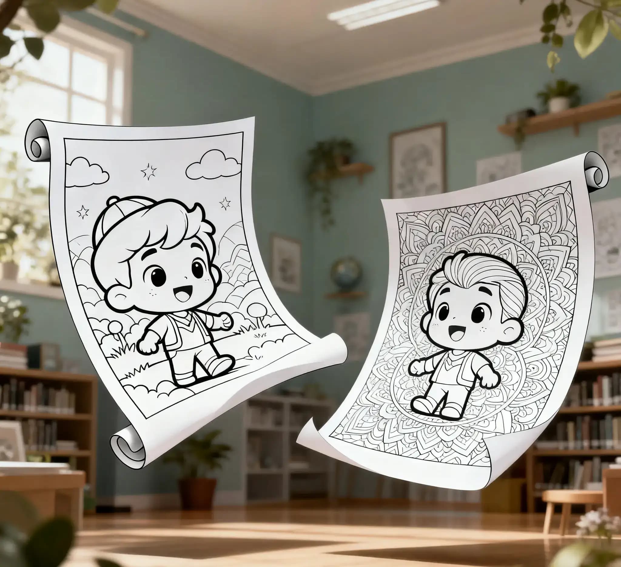 Two styles of Coloring page